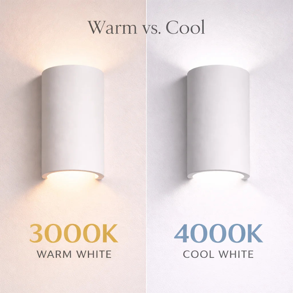 Minimalist Paintable Plaster Wall Light with Up and Down Glow