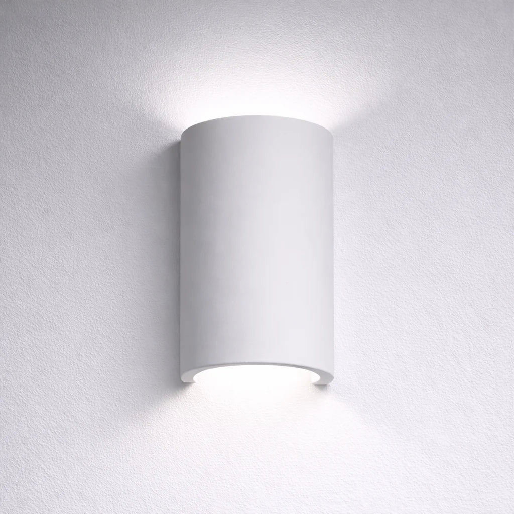 Minimalist Paintable Plaster Wall Light with Up and Down Glow