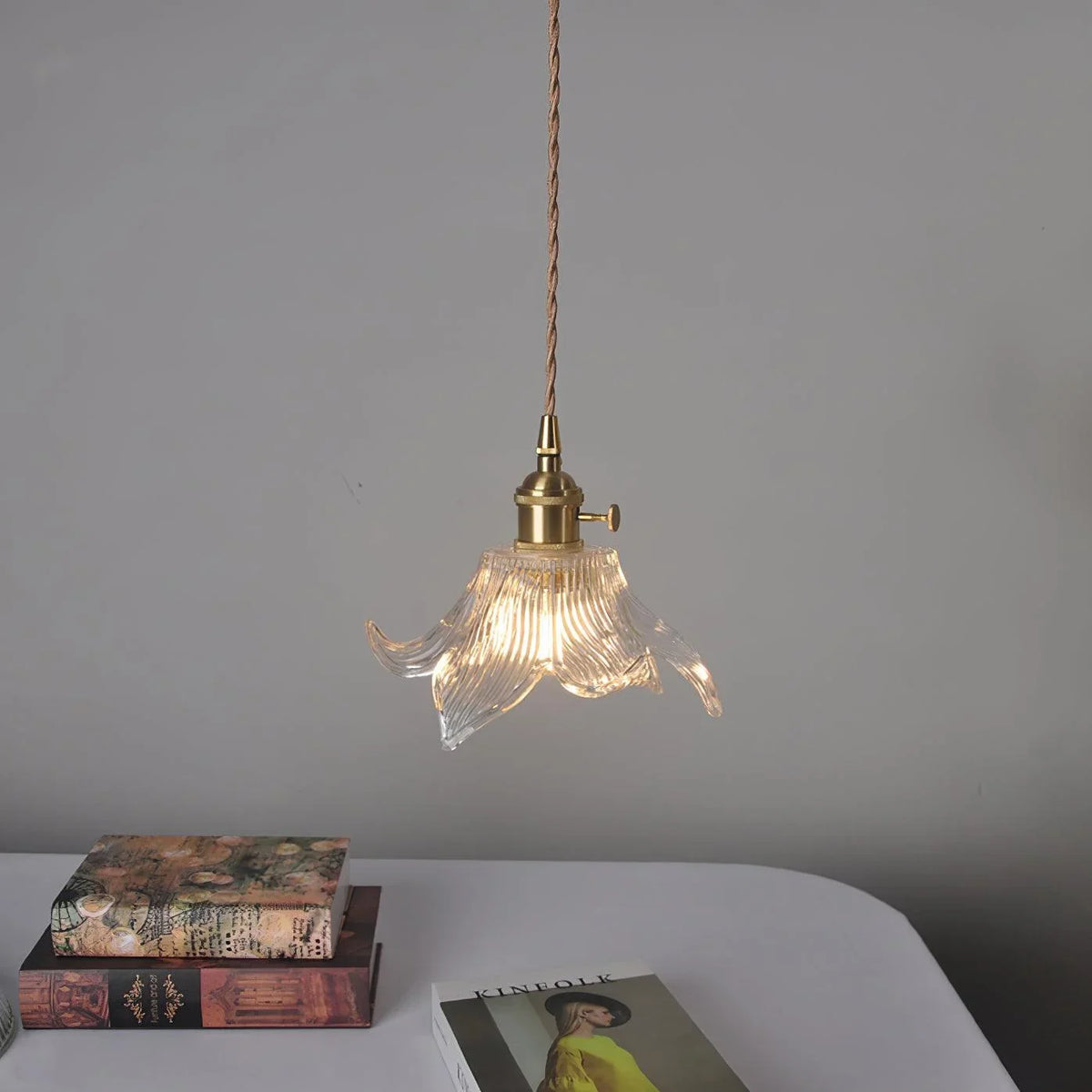 Modern Adjustable Glass Pendant Light with Crystal Design