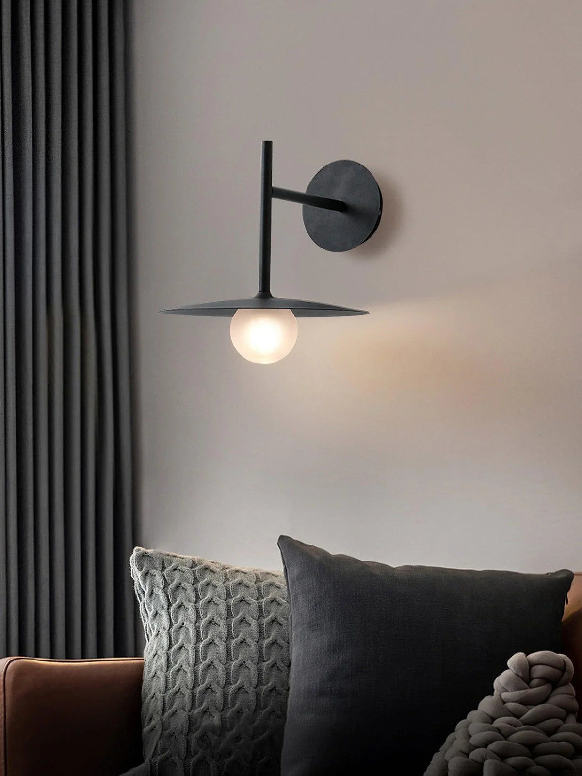 Modern Iron Frame Wall Sconce with Frosted Glass