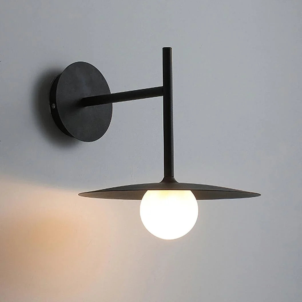 Modern Iron Frame Wall Sconce with Frosted Glass