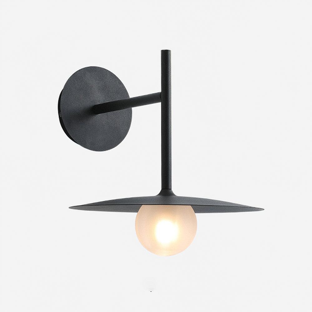 Modern Iron Frame Wall Sconce with Frosted Glass