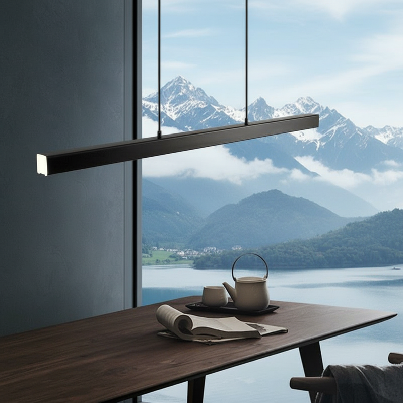 Modern Linear Pendant Light with Dimmable LED Bulbs