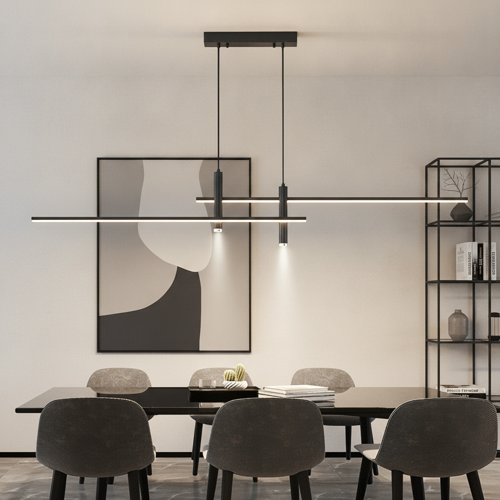 Modern Minimalist | Black Pendant Light with Customizable Ambiance