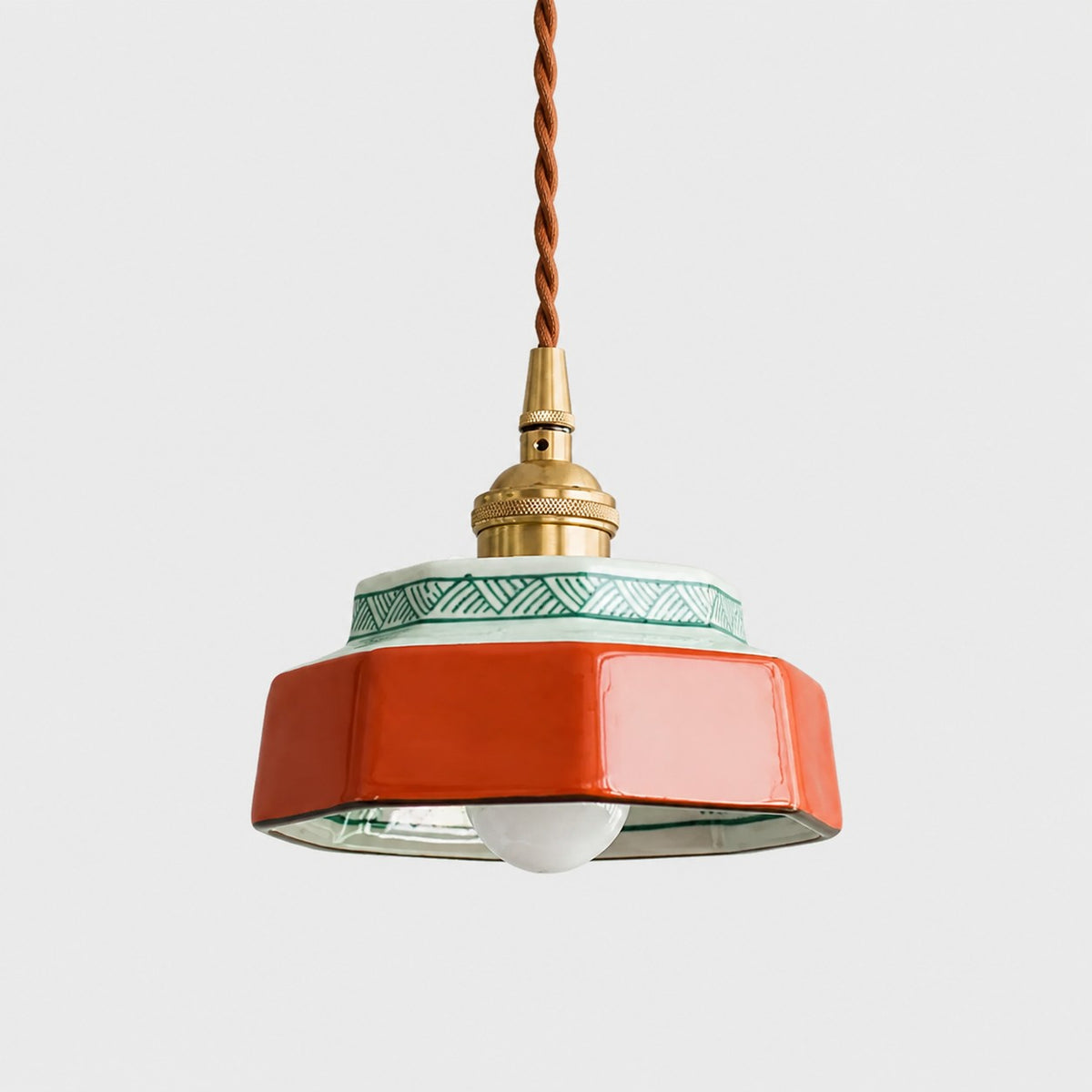 Octagonal Glazed Ceramic Pendant Light