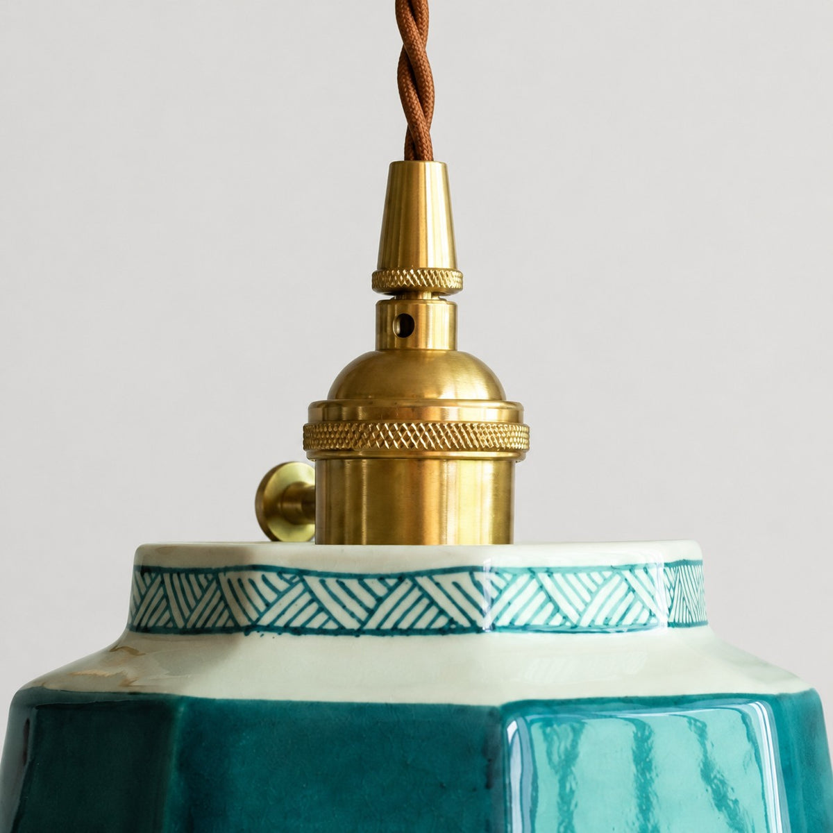 Octagonal Glazed Ceramic Pendant Light