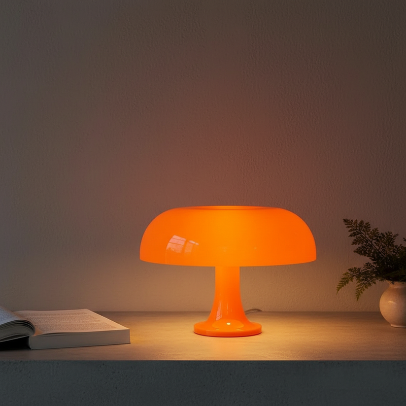 Scandinavian Mushroom Table Lamp with Opal Shade