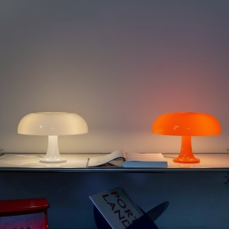 Scandinavian Mushroom Table Lamp with Opal Shade