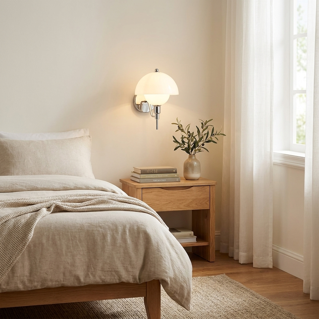 Sleek Chrome Wall Sconce with White Shade
