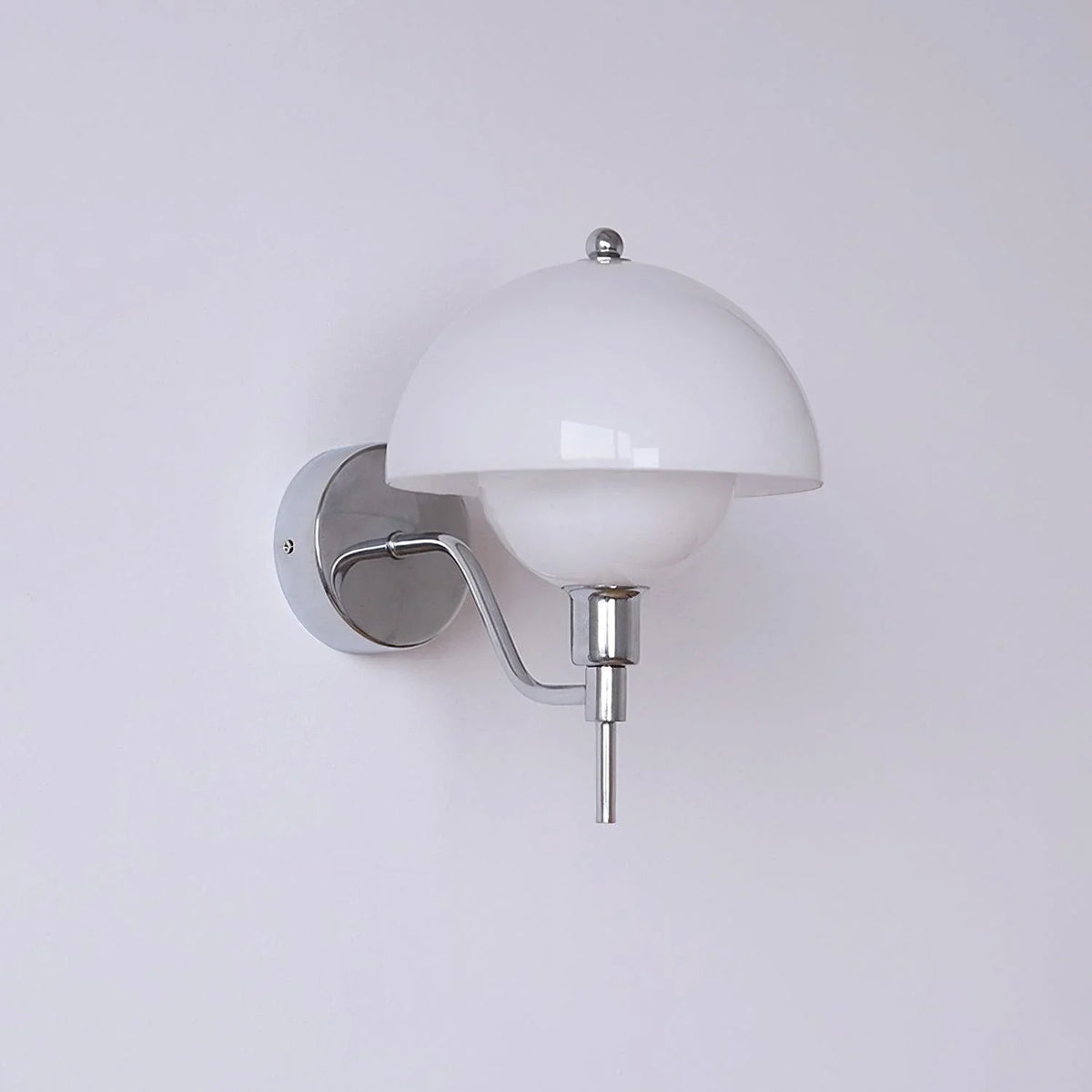 Sleek Chrome Wall Sconce with White Shade