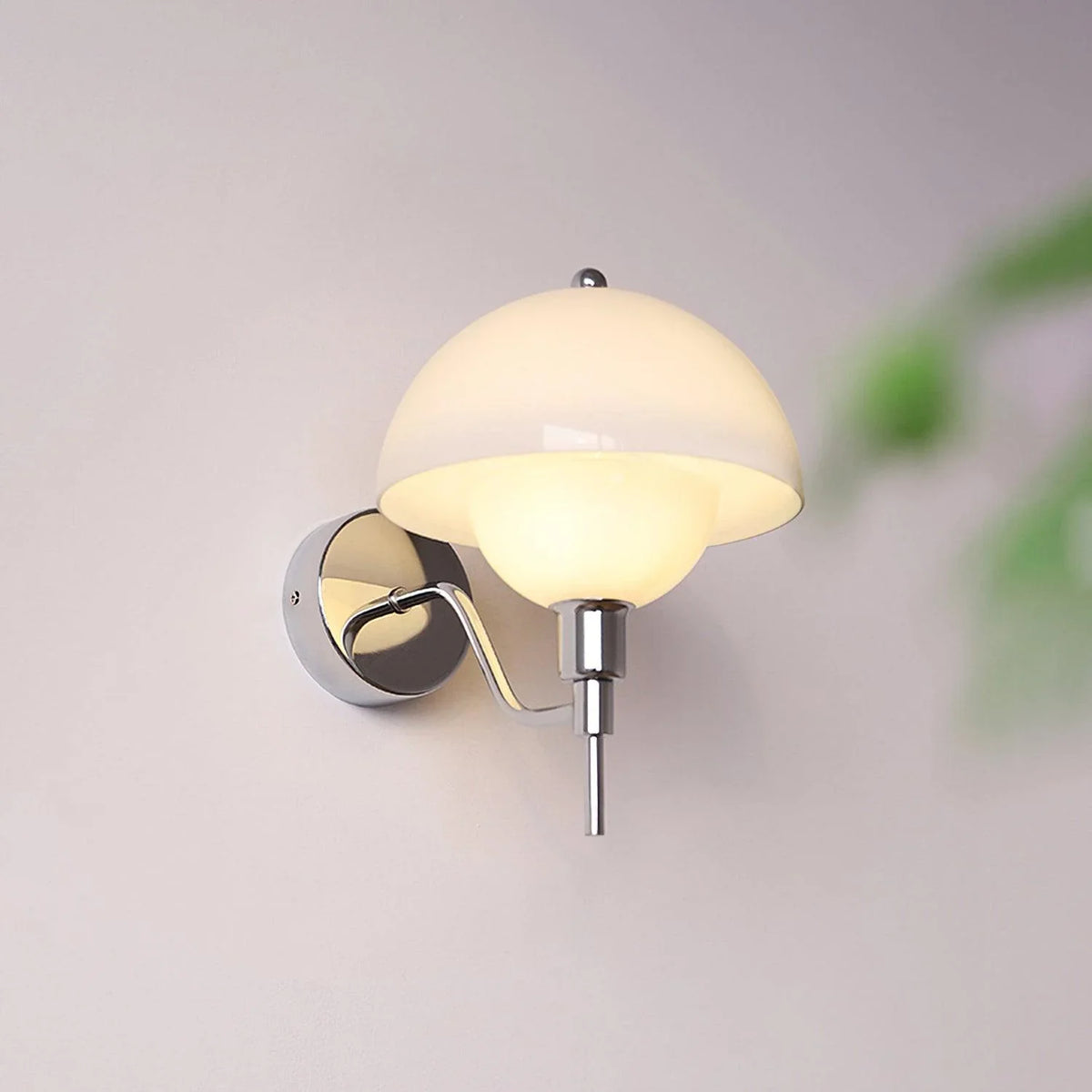 Sleek Chrome Wall Sconce with White Shade