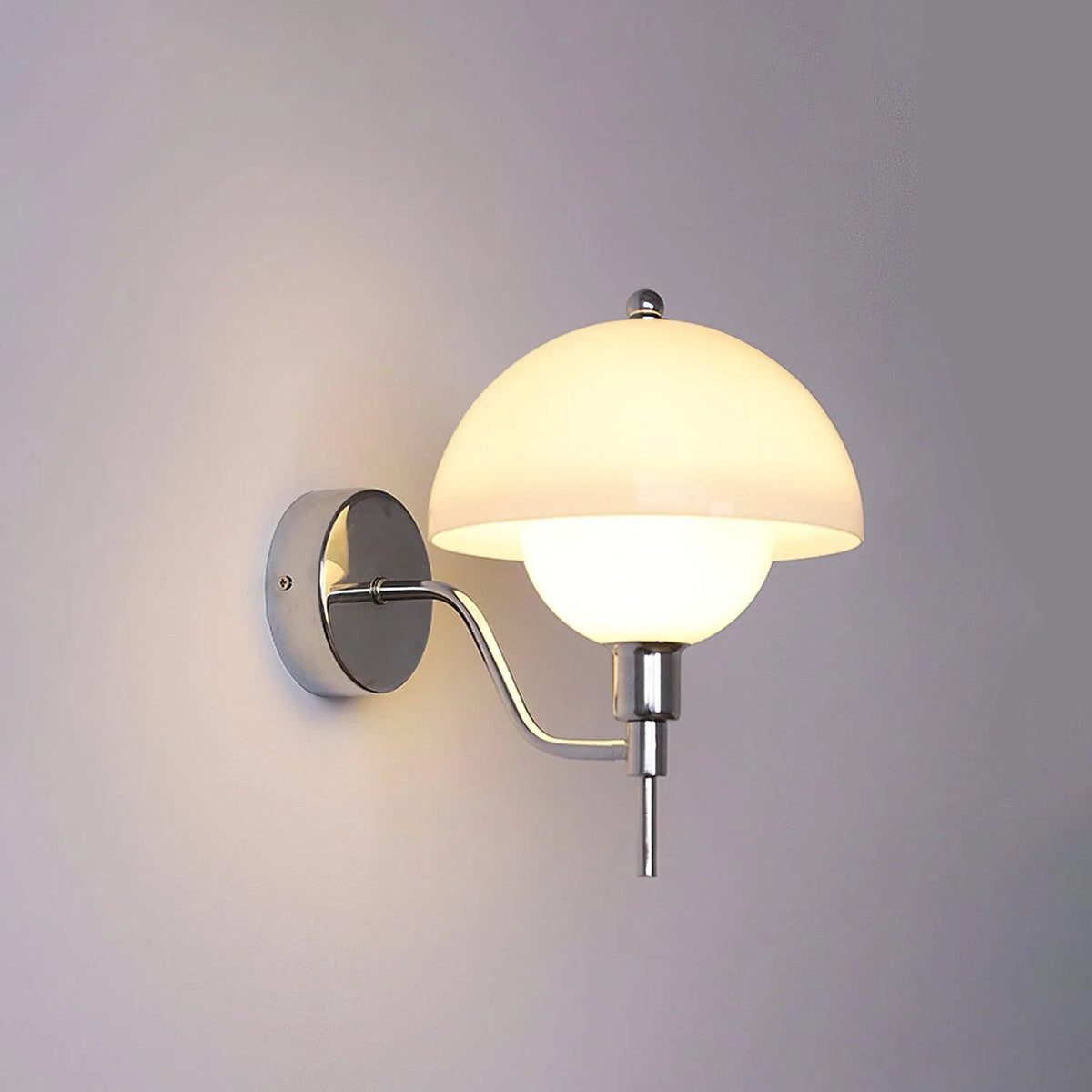 Sleek Chrome Wall Sconce with White Shade