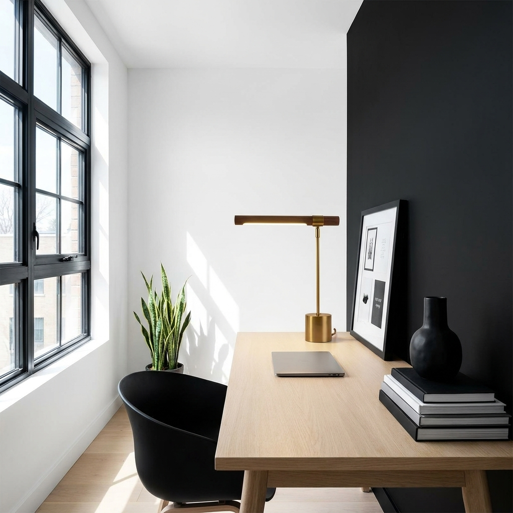 Sleek Metal Industrial Desk Lamp with LED Light