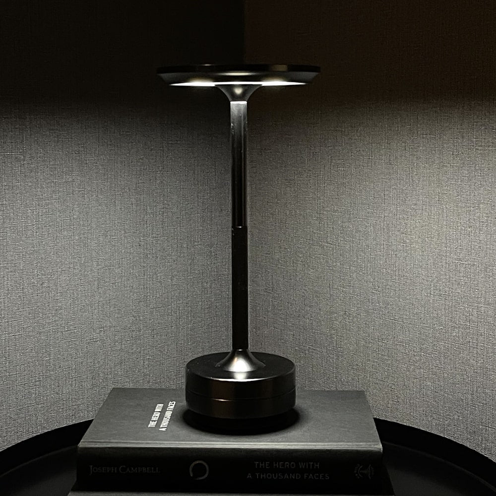 Sleek Metallic Cordless Table Lamp with Adjustable Glow