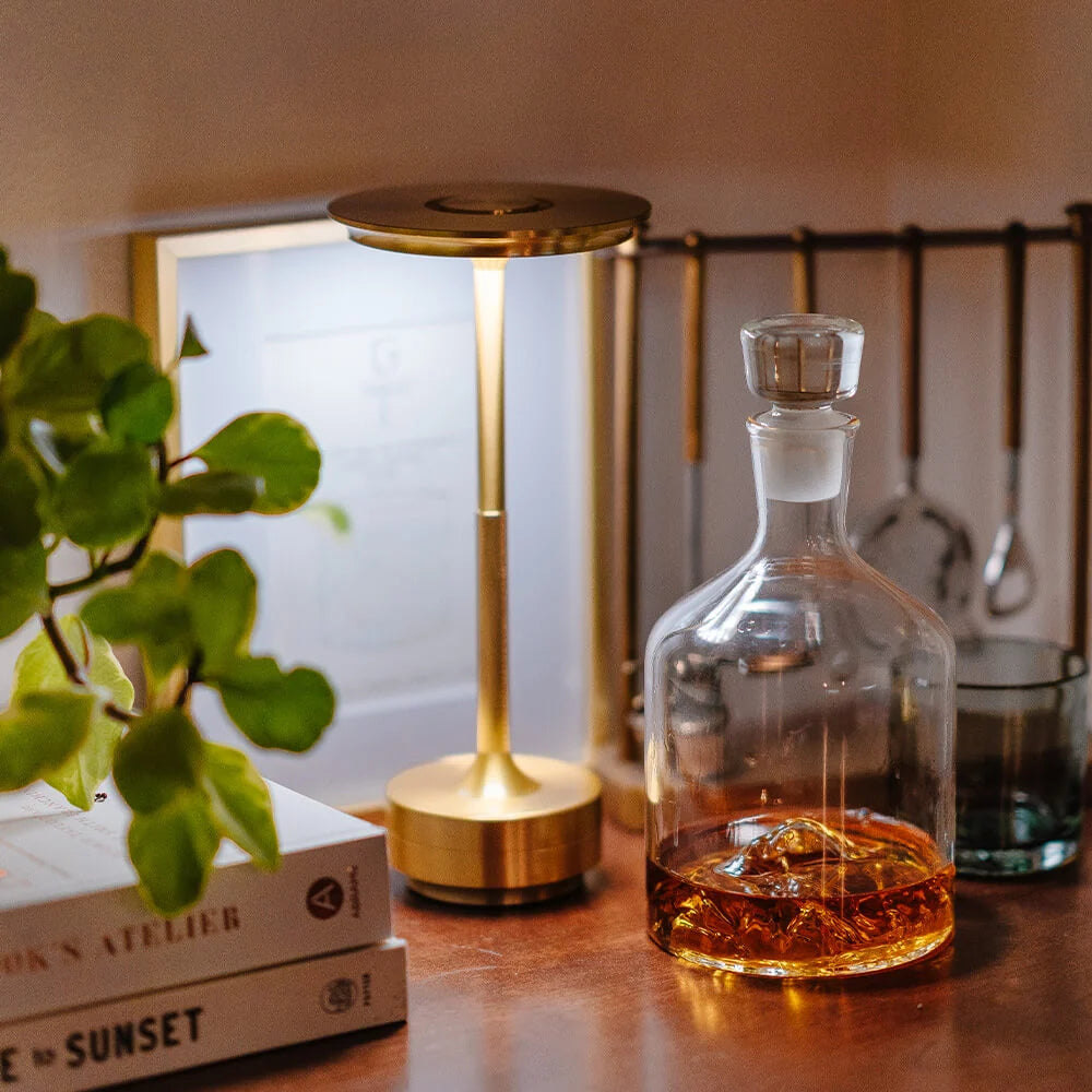 Sleek Metallic Cordless Table Lamp with Adjustable Glow