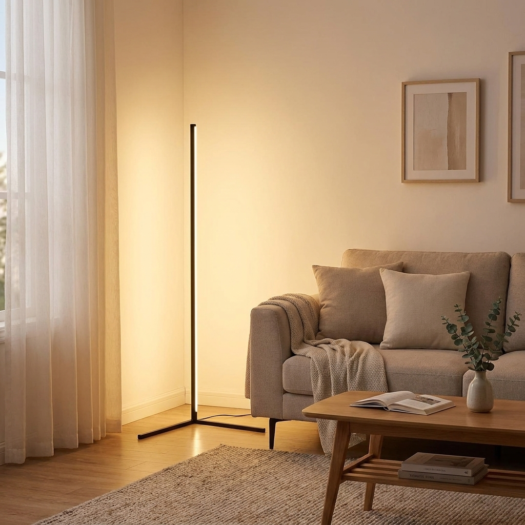 Slim Black Modern Floor Corner Lamp