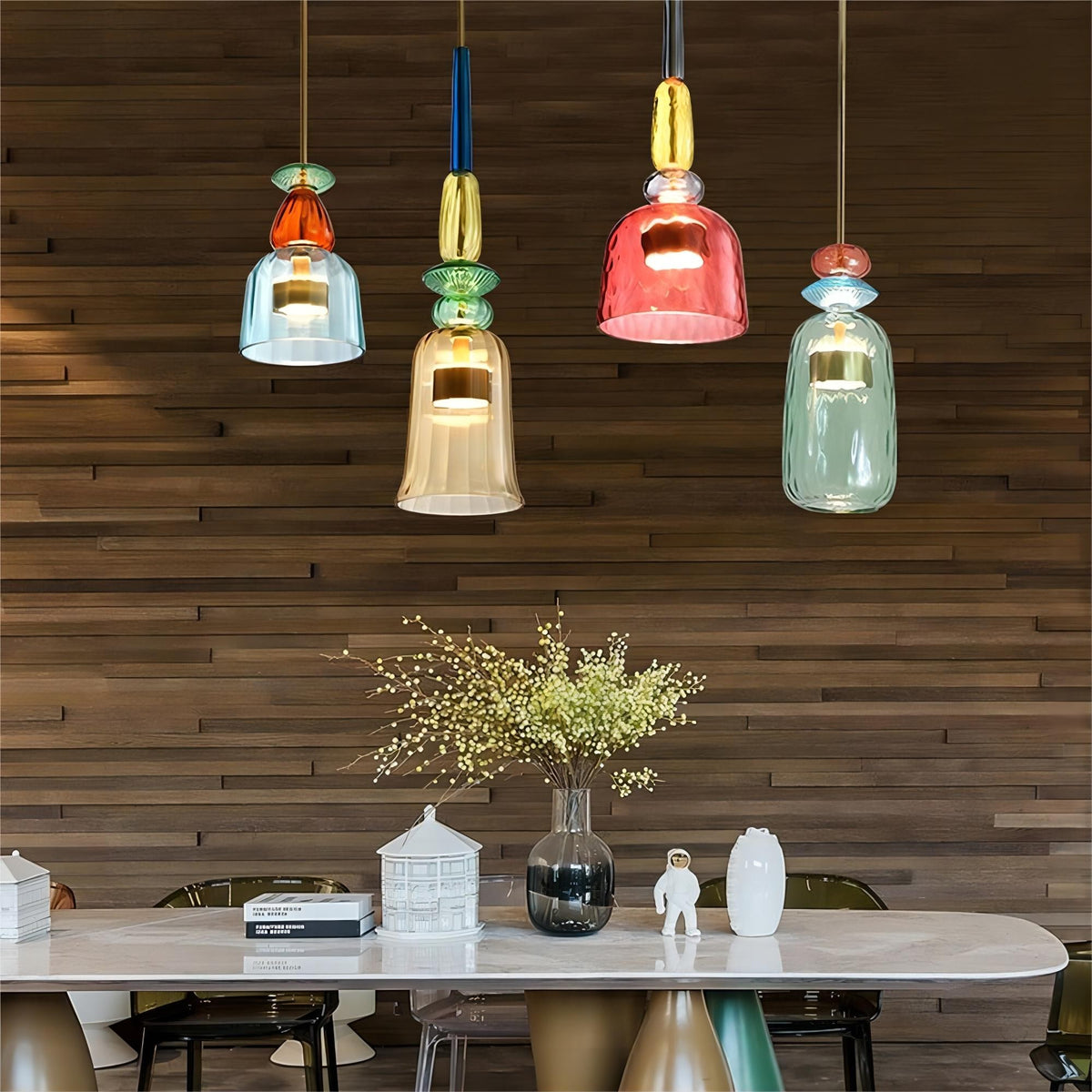 Stacked Coloured Glass Pendant Light