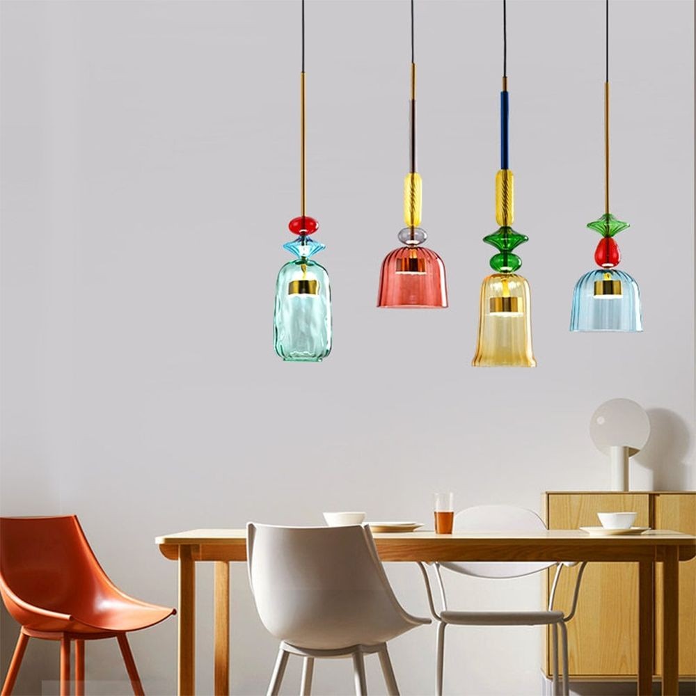 Stacked Coloured Glass Pendant Light