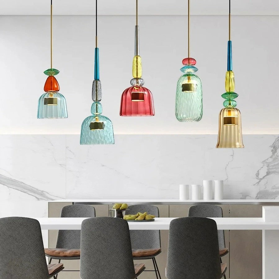 Stacked Coloured Glass Pendant Light