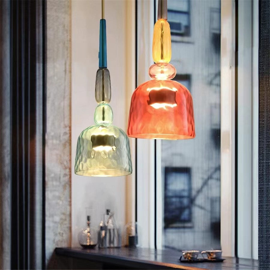 Stacked Coloured Glass Pendant Light