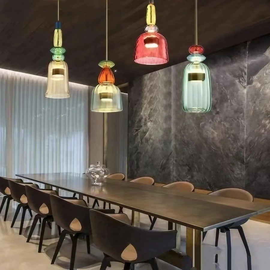 Stacked Coloured Glass Pendant Light