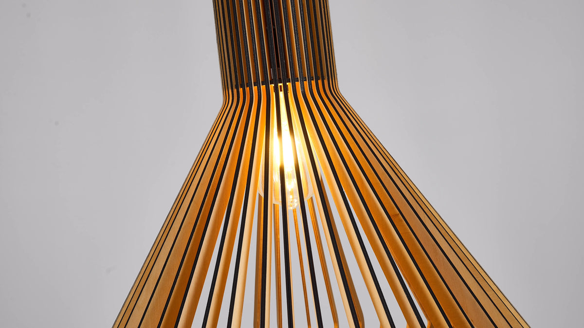 Stylish Black Wooden Pendant Light with Easy Assembly