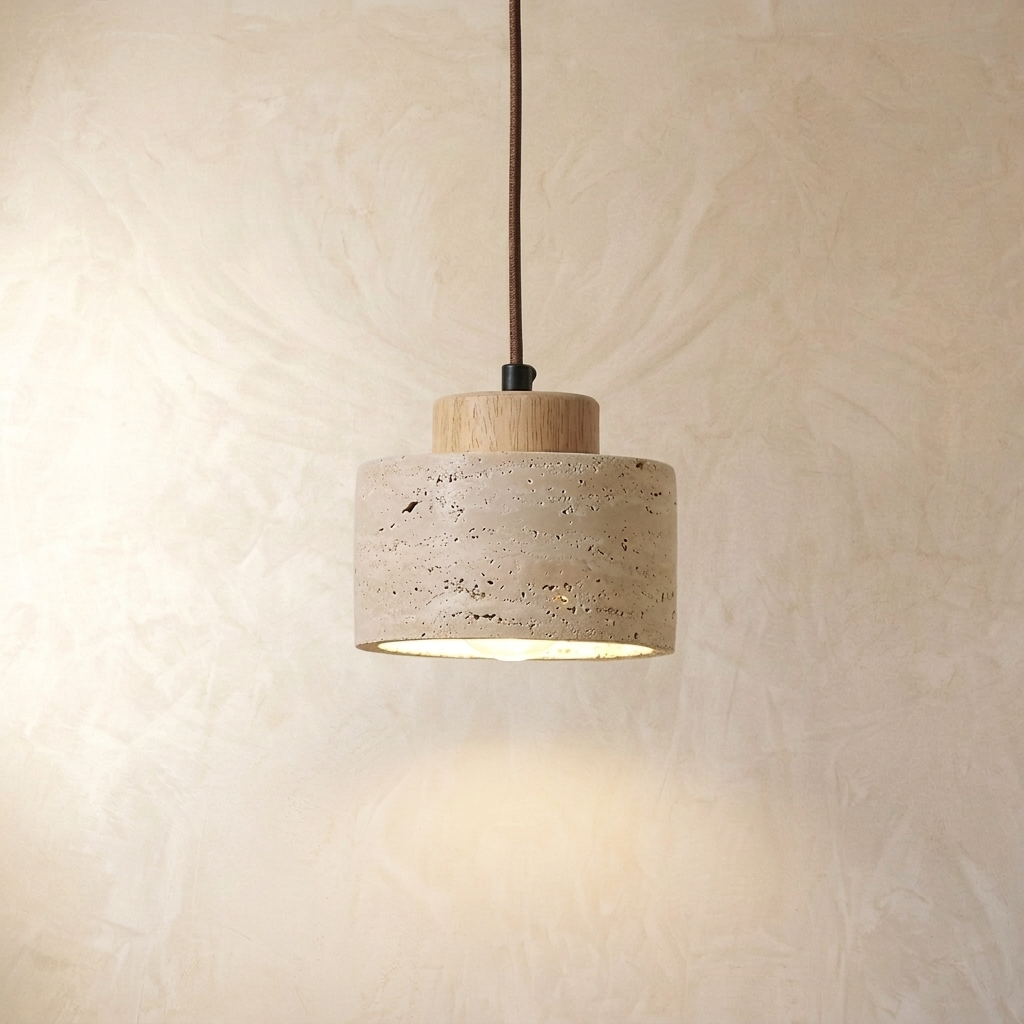 Travertine Cylinder Pendant Light