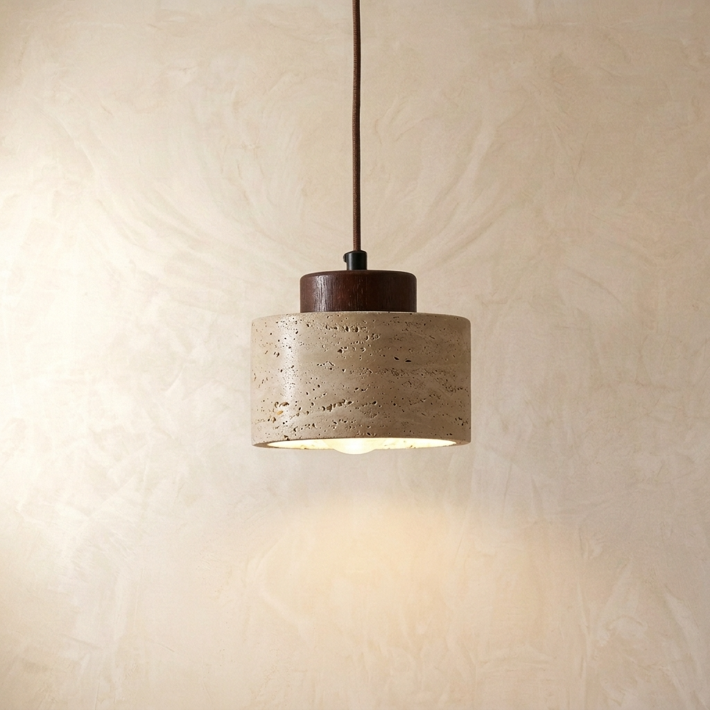 Travertine Cylinder Pendant Light