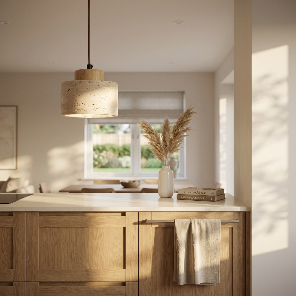 Travertine Cylinder Pendant Light