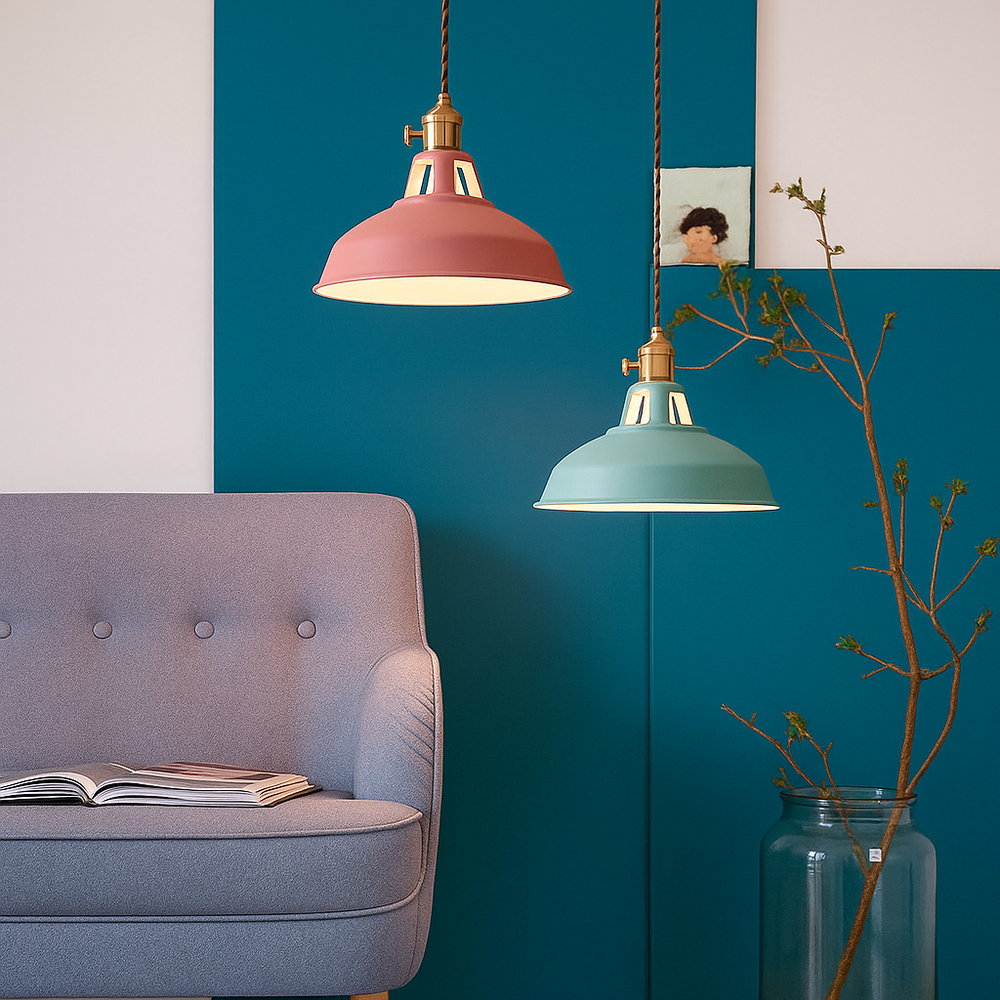 Vibrant Metal Dome Pendant Light | LED Design with Industrial Style