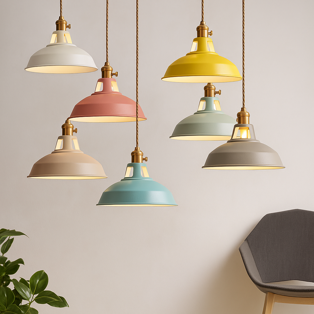 Vibrant Metal Dome Pendant Light | LED Design with Industrial Style