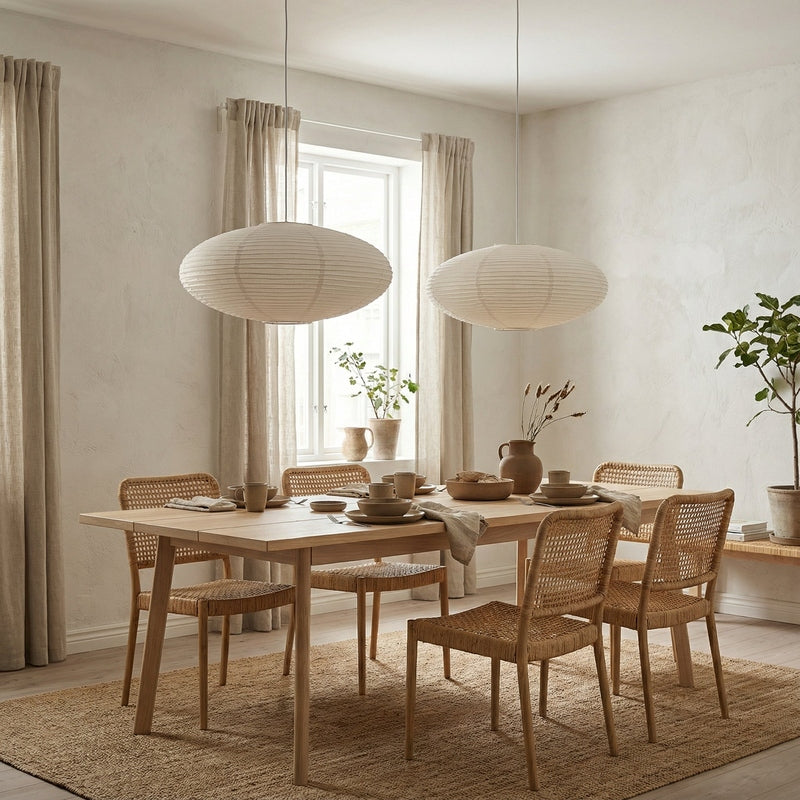 Wabi Collection | Hanging Lamp with Handmade Shade & Adjustable Height