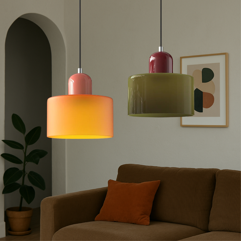 Bauhaus Collection | Glass Pendant Lighting with Colorful Elements