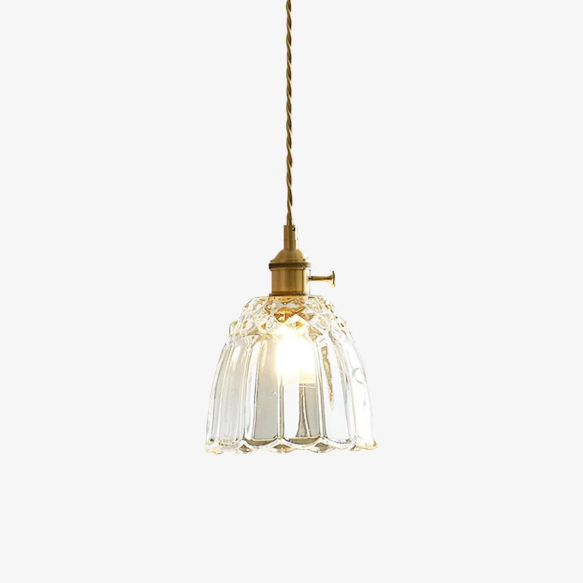 Clear Glass Farmhouse Pendant Light with Brass Frame