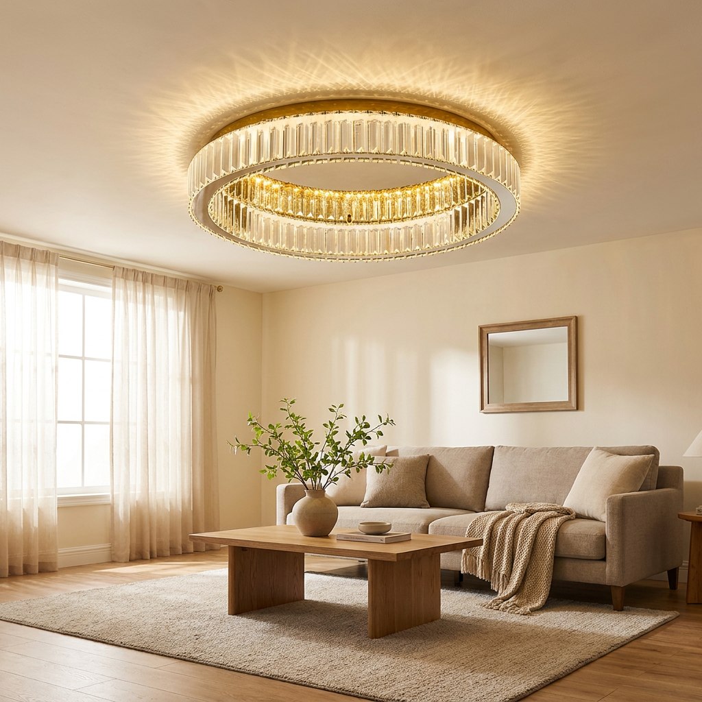 Crystal Ring Flush Ceiling Light