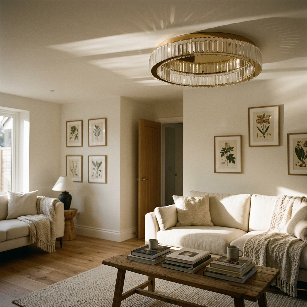 Crystal Ring Flush Ceiling Light
