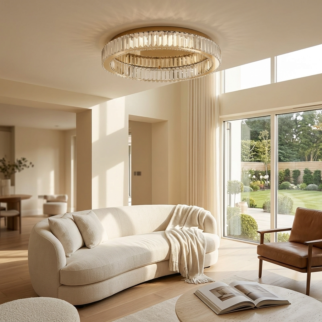 Crystal Ring Flush Ceiling Light