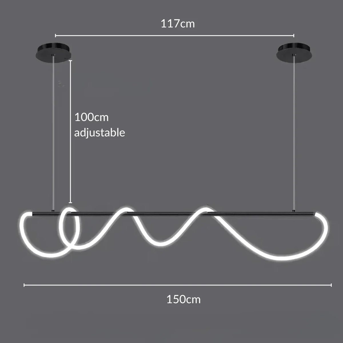 Elegant Black Chandelier Light with Dimmable LED