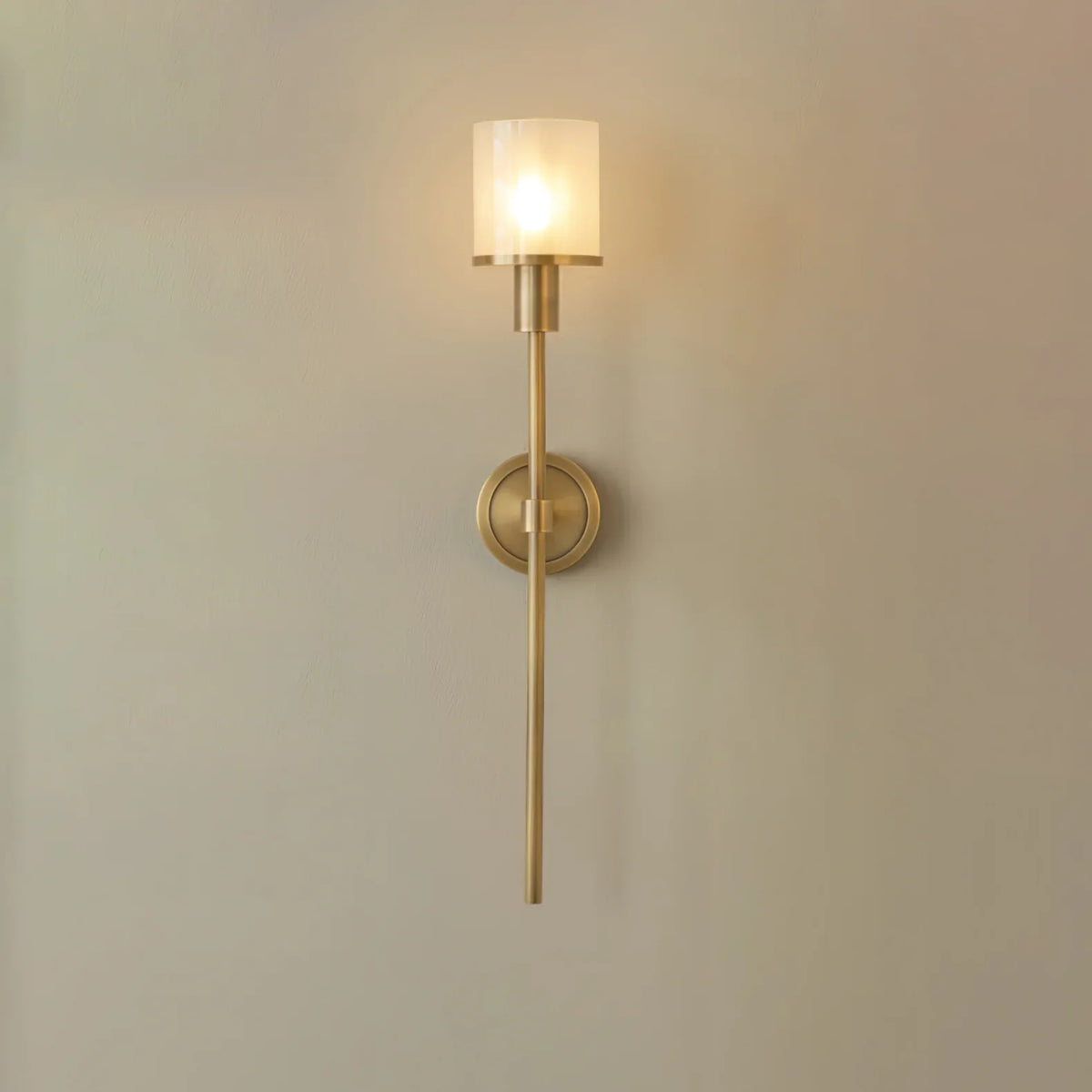Elegant Brass Alabaster Wall Sconce with Soft Glow