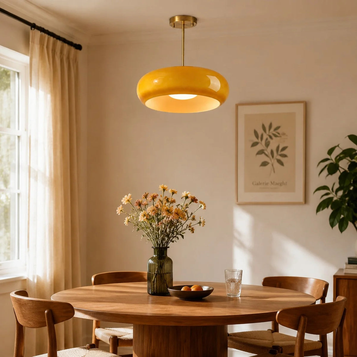 Elegant Brass Bauhaus Glass Ceiling Light Fixture