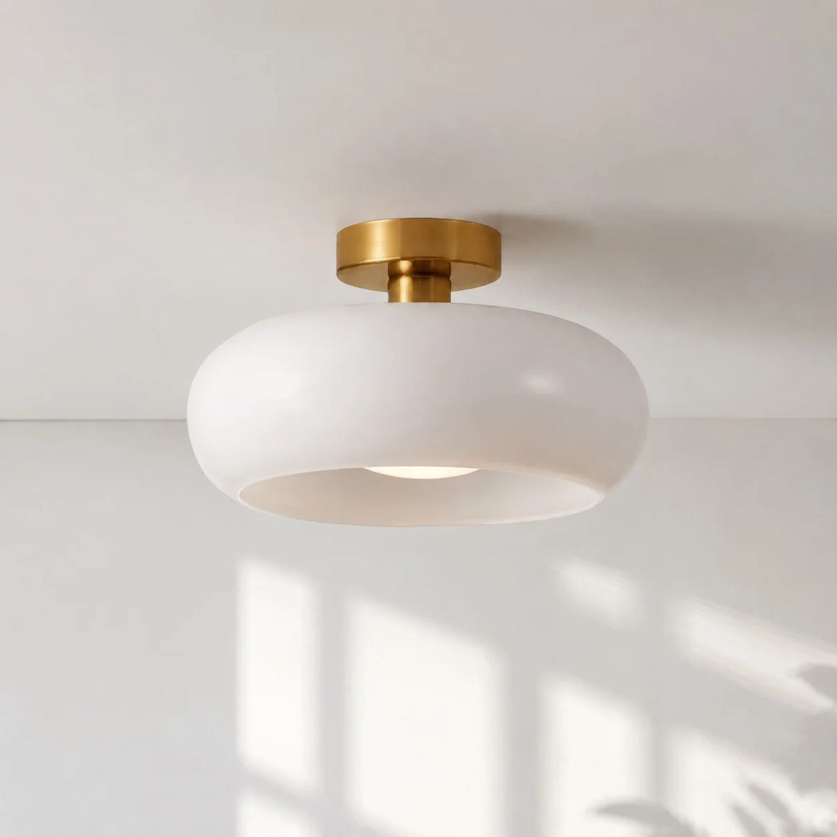 Elegant Brass Bauhaus Glass Ceiling Light Fixture