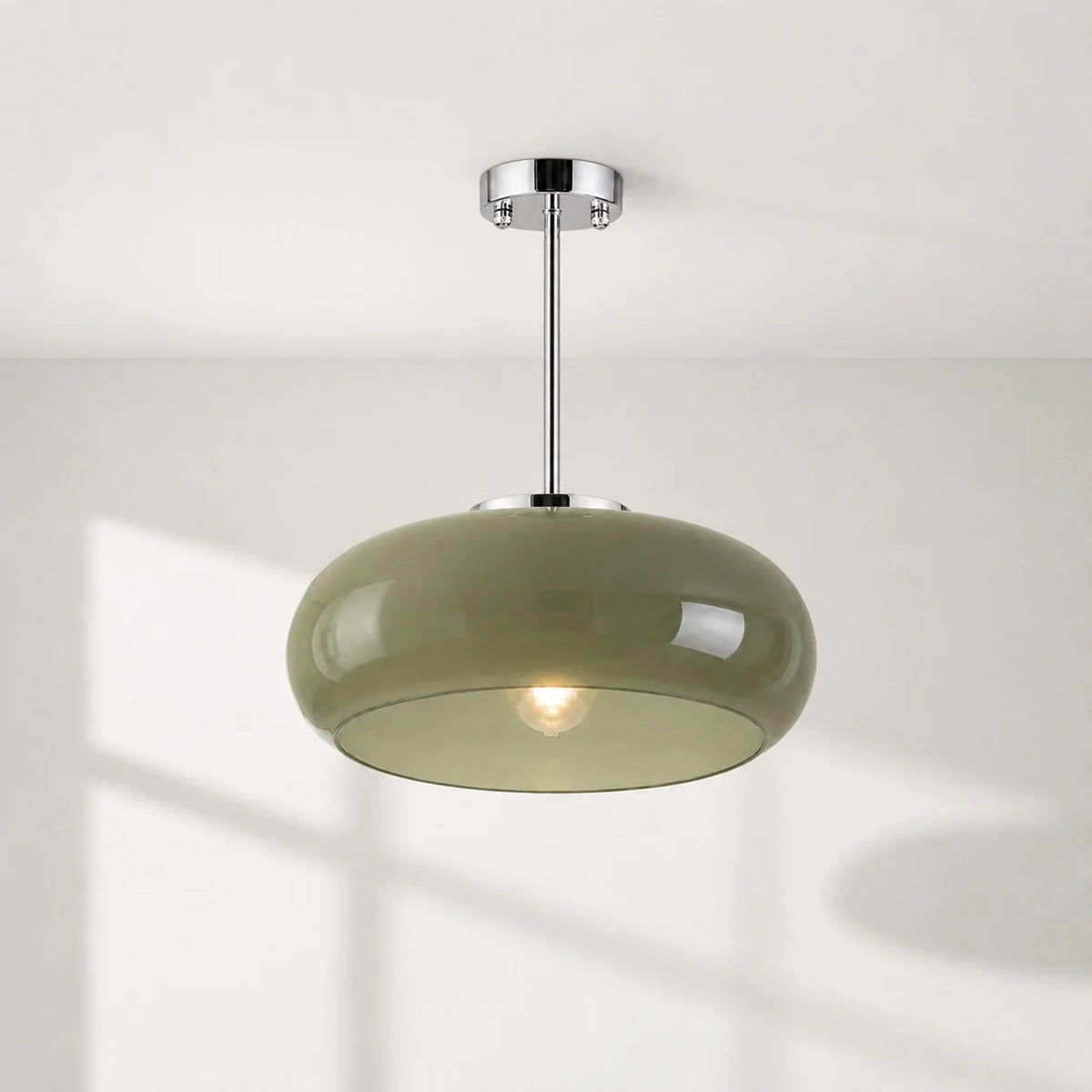 Elegant Brass Bauhaus Glass Ceiling Light Fixture
