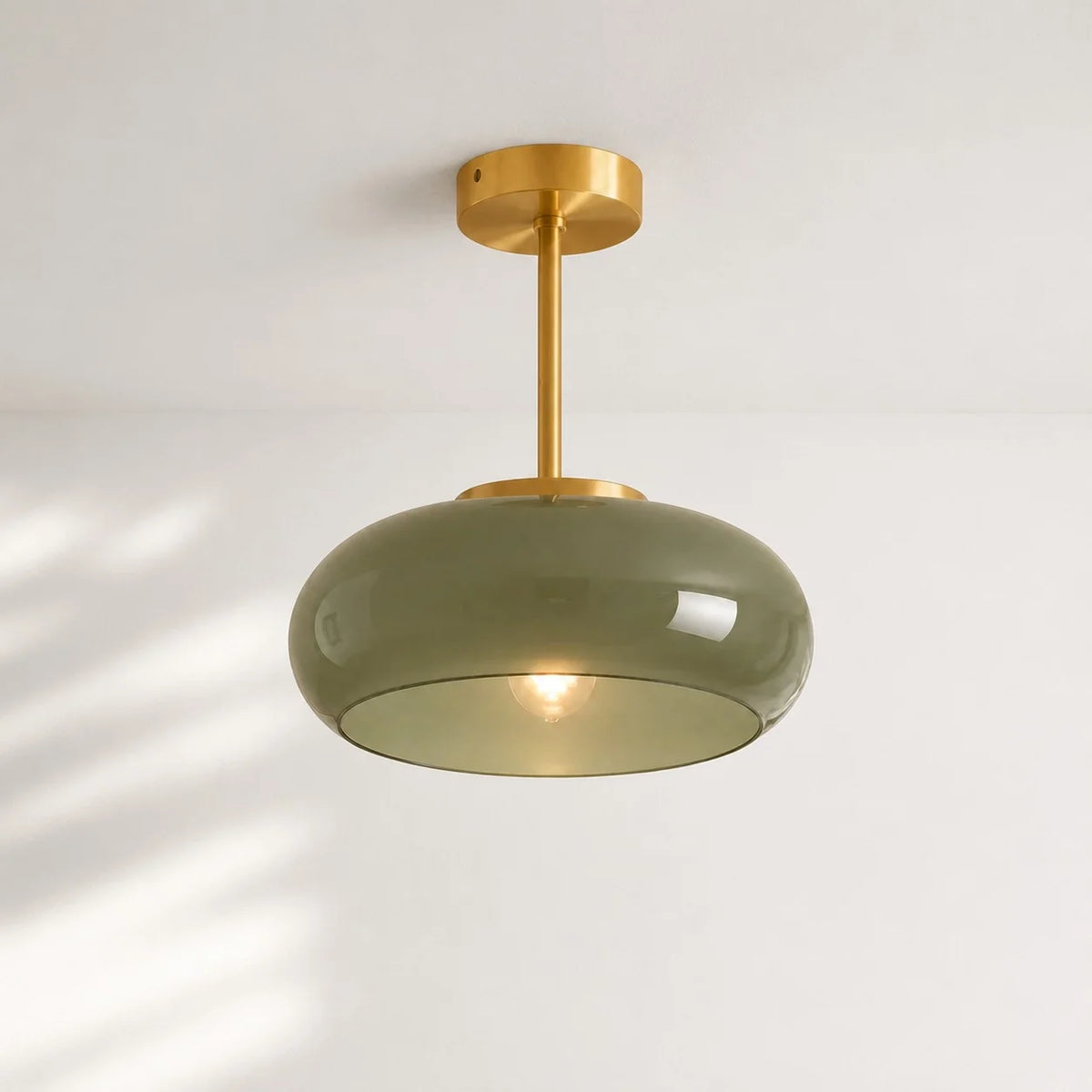 Elegant Brass Bauhaus Glass Ceiling Light Fixture