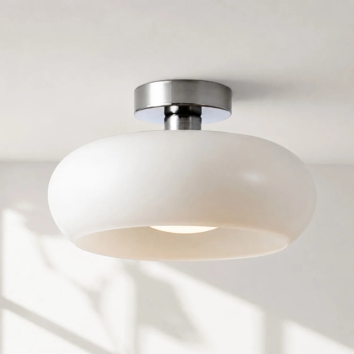 Elegant Brass Bauhaus Glass Ceiling Light Fixture