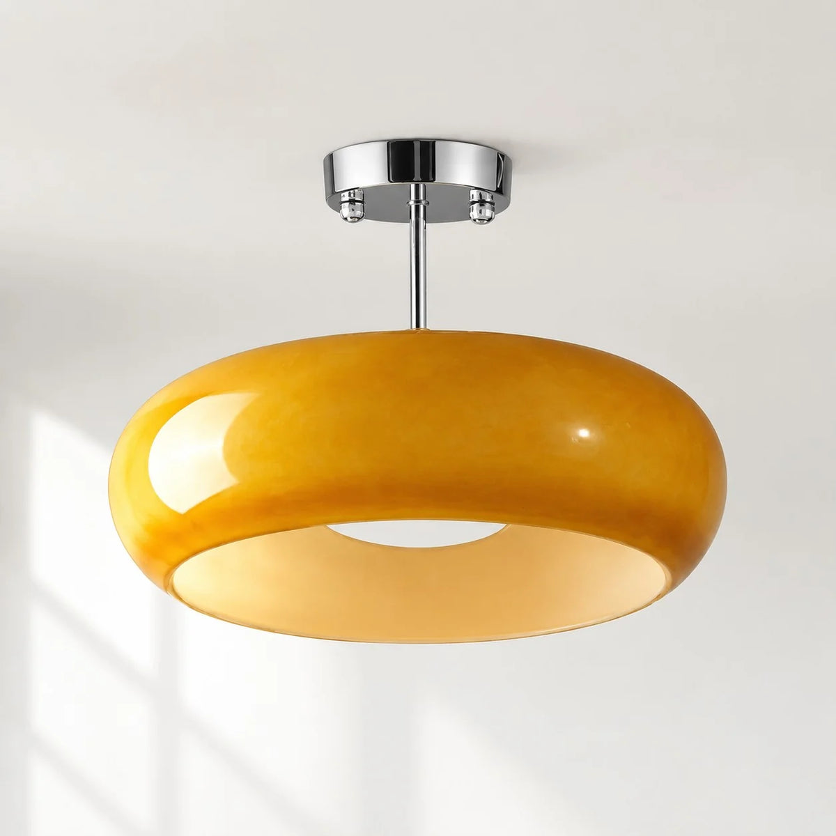 Elegant Brass Bauhaus Glass Ceiling Light Fixture
