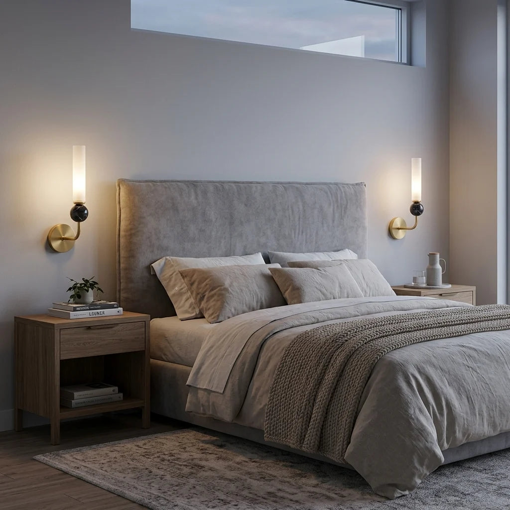 Elegant Brass Wall Light with Marble Accent