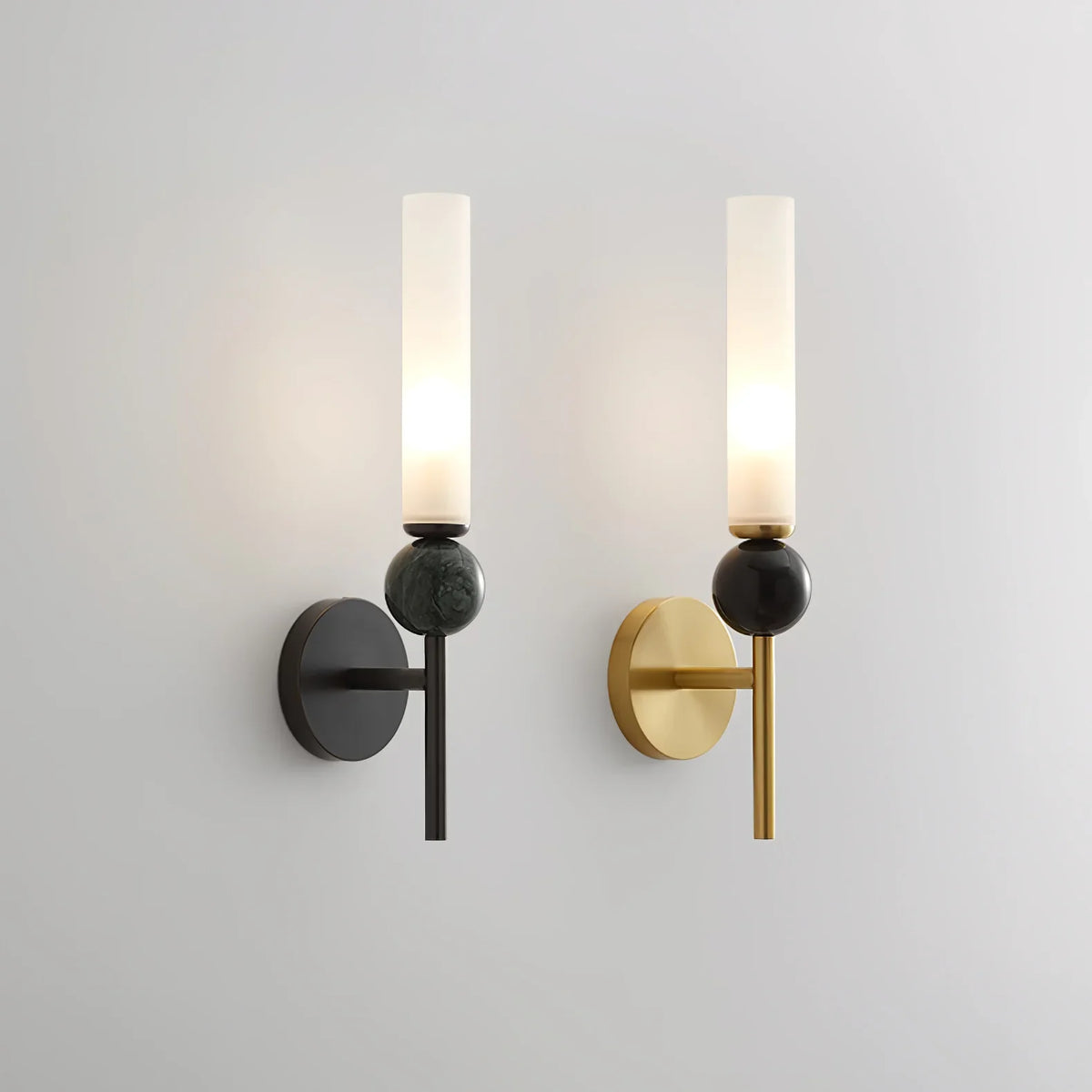 Elegant Brass Wall Light with Marble Accent