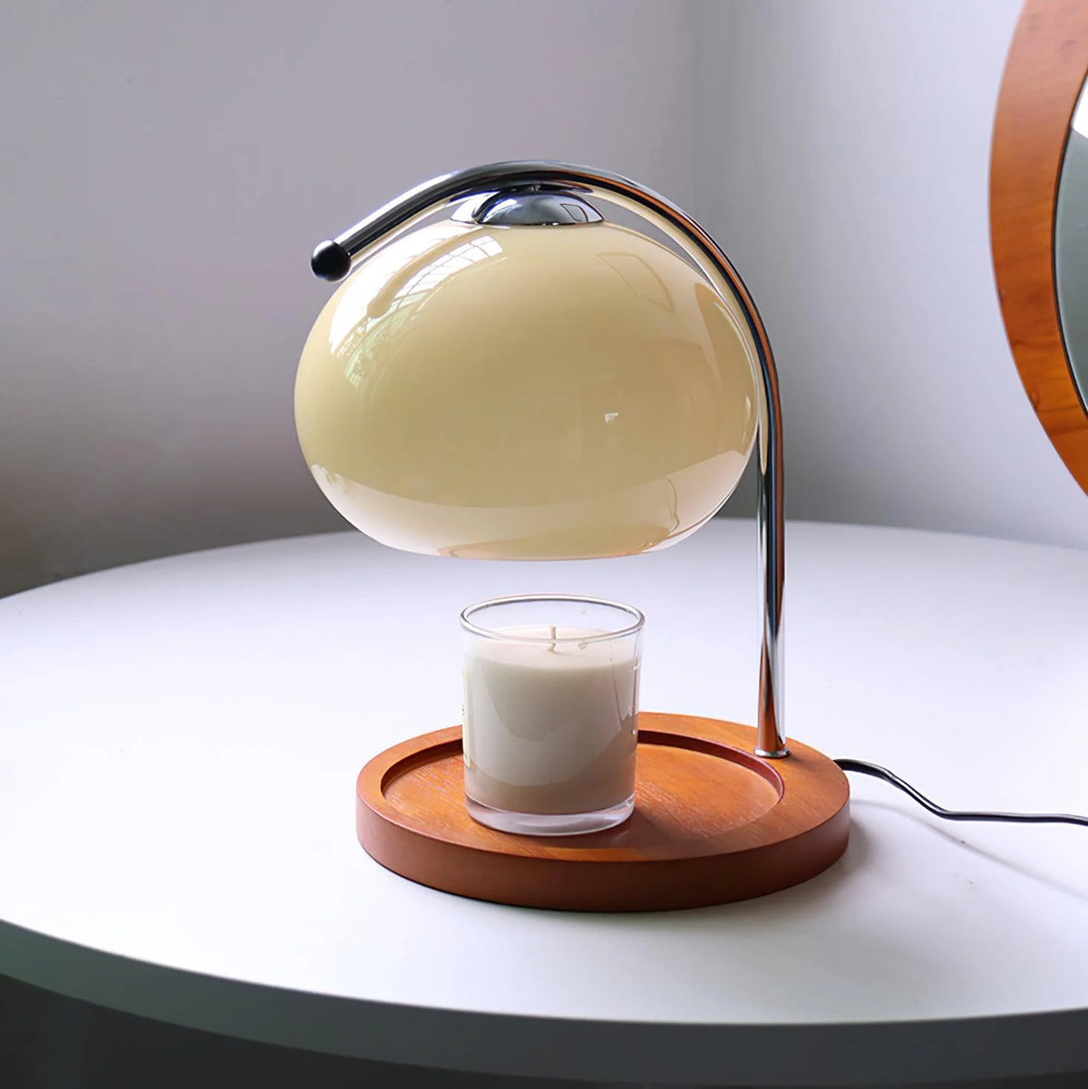 Elegant Candle Warmer Lamp | Arched Design with Glass Shade