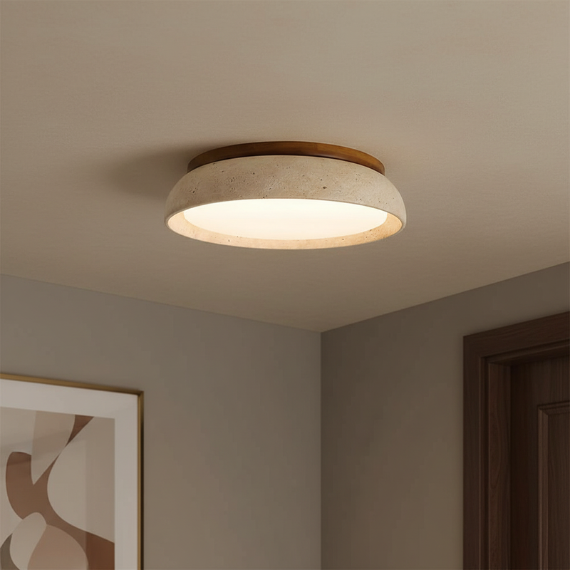 Elegant Ceiling Light Fixture with Natural Travertine Design