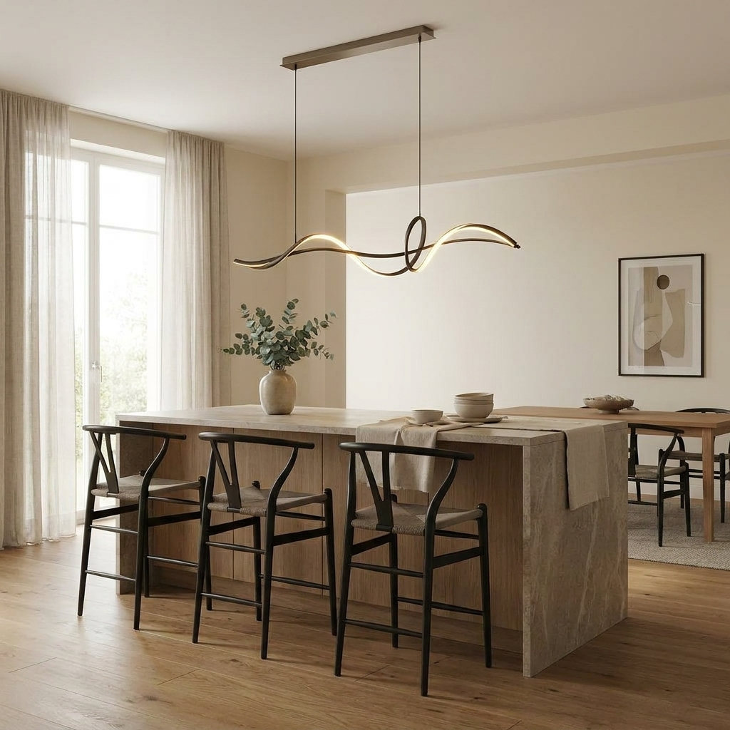 Elegant Curved Pendant Light for Kitchen Island